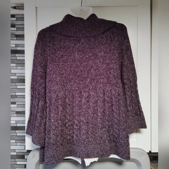 Cato Purple Cardigan Button Sweater 3/4 Sleeves Sz-L - Picture 3 of 5